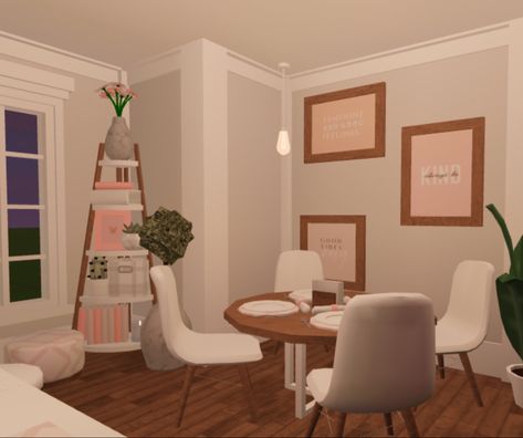 Bloxburg Small Dining Room Ideas, Small Bloxburg Dining Room, Roblox Dining Room Ideas Bloxburg, Dining Room Idea Bloxburg, Aesthetic Dining Room Bloxburg, Dining Room, Building