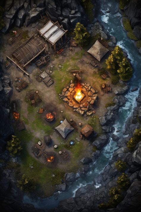 Dnd Camp Map, Dnd Map Assets, Camp Battlemap, Fire Camp, Dungeon Master Gifts, Isometric Map, Battle Map, Virtual Tabletop, Map Maker