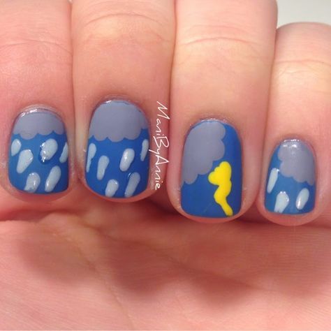 Mani by Annie: April Showers Weather Nail Art, Weather Nails, April Nails, Sun Clouds, Spring Nail Art, Blooming Rose, April Showers, Trendy Nails, How To Do Nails