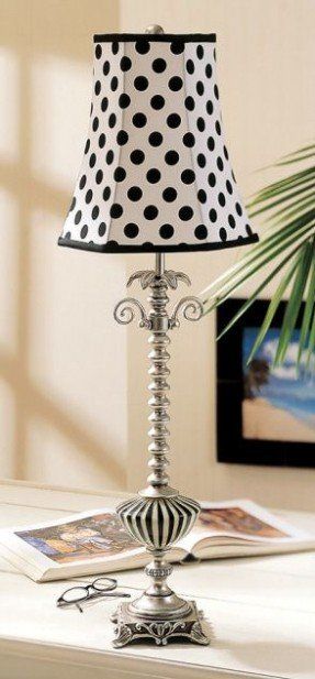 Polka dot lamp shades 1 Polka Dot Bedroom, Polka Dot Decor, Polka Dot Bedding, Dots Fashion, Table Top Lamps, Black And White Decor, White Cottage, White Decor, Lamp Shades