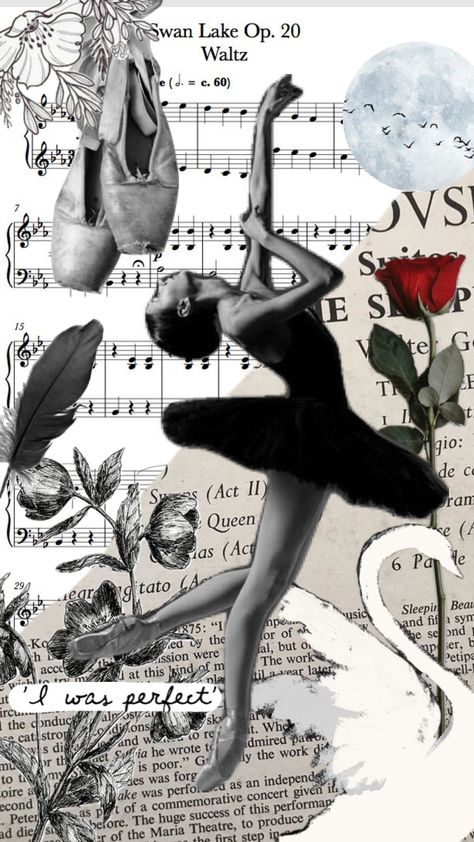 #ballet #balletcore #swanlake #blackswan Ballet Mood Board, Ballerina Collage, Ballet Moodboard, Ballet Collage, Aesthetic Project, Balletcore Aesthetic, Ballet Wallpaper, Creative Collage, 30 Day Drawing Challenge