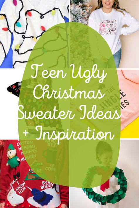 21 Teen Ugly Christmas Sweater Ideas + Inspiration - momma teen Boys Ugly Christmas Sweater Diy, Diy Kids Ugly Sweater, Diy Tacky Christmas Sweater For Kids, Tacky Christmas Sweater Diy, Ugly Sweater Ideas For Kids, Diy Kids Ugly Christmas Sweater Ideas, Kids Ugly Christmas Sweater Ideas, Funny Ugly Sweater Ideas, Diy Christmas Costumes