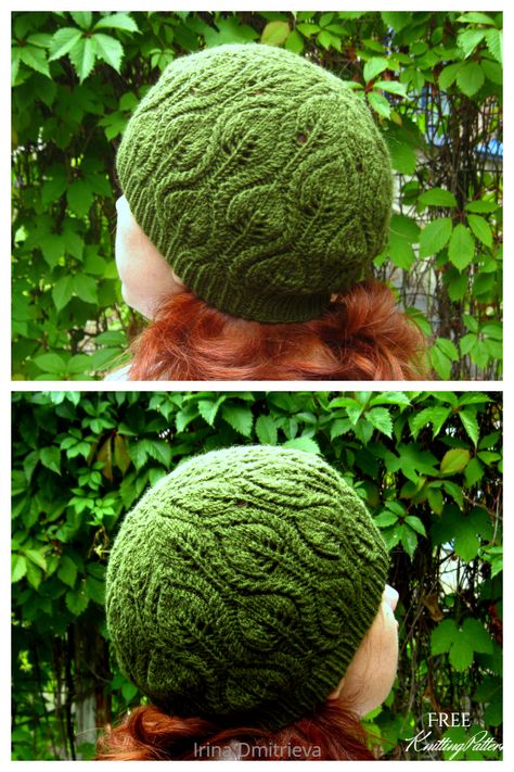 Lace Hat Knitting Pattern, Top Down Hat Knitting Patterns, Hat Free Knitting Pattern, Big Momma, Lace Leaf, Beanie Knitting Patterns Free, Lace Knitting Stitches, Hats Knitted, Hand Knits