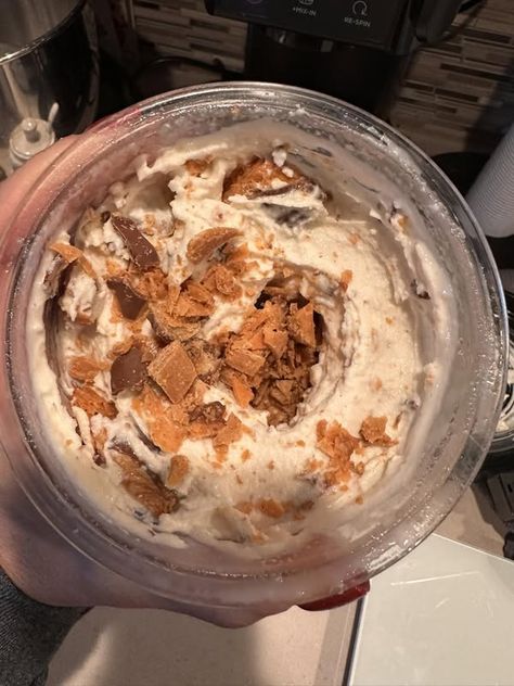 Ninja CREAMi Community | Made my son a butterfinger blizzard | Facebook Butterfinger Blizzard Recipe, Blizzard Recipe, Sugar Free Vanilla Pudding, Vanilla Pudding Mix, Vanilla Pudding, Whole Milk, My Son, Sugar Free, Vanilla