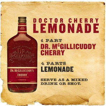 1 part Dr. McGillicuddy’s Cherry, 4 parts Lemonade (or your favorite hard lemonade or malt beverage), Serve as a chilled shot or over ice. Dr Mcgillicuddy Recipes Apple Pie, Campground Food, Dr Mcgillicuddy, Theme Drinks, Booze Board, Fireball Recipes, Boozy Recipes, Apple Shots, Halloween Alcohol