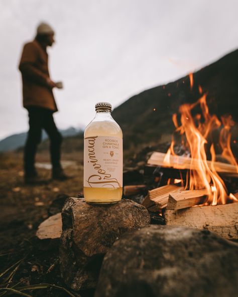 Fall cocktail photography by Moments of Wild for Provincial Spirits Lake Product Photography, Distillery Photography, Campfire Drinks, Mountain Product Photography, Western Product Photography, Beverage Product Photography, Brewery Photography, Beer Product Photography, Fall Product Photography