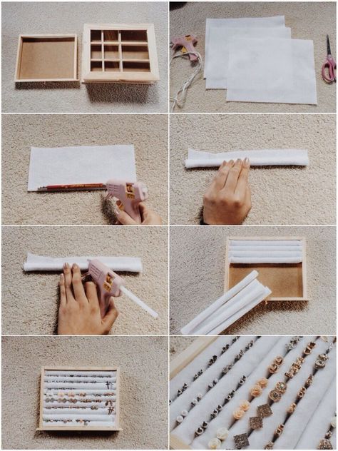 Diy Jewelry Box, Diy Earring Holder, Stud Earrings Holder, Diy Pencil, Diy Jewelry Display, Jewelry Box Diy, Jewelry Organizer Diy, Diy Holder, Jewelry Organizer Box