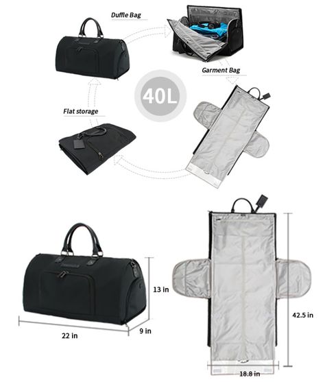 Foldable Nylon Bag For Trip, Diy Garment Bag, Travel Bag With Detachable Handle In Nylon, Garment Bags For Travel, Garment Bag Diy, Convertible Garment Bag, Garmet Bag, Garment Duffle Bag, Nylon Bags With Detachable Handle For On-the-go