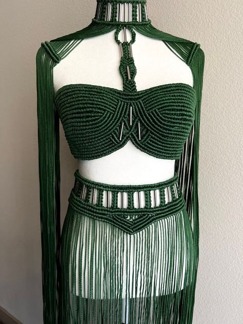 Macrame set, shoulder piece, top, skirt, festival costume, rave outfit, burning man. Macrame Skirt Outfit, Macrame Dresses, Macrame Skirt, Festival Dresses, Macrame Clothes, Rave Dress, Shoulder Piece, Festival Costume, Macrame Dress