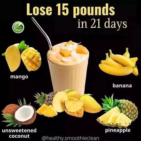 Pineapple Banana Smoothie, Healthy Diet Smoothies, Smoothie Drink Recipes, Healthy Fruit, Healthy Drinks Smoothies, Fat Burning Smoothies, Lose 15 Pounds, Smoothie Diet Plans, Good Smoothies