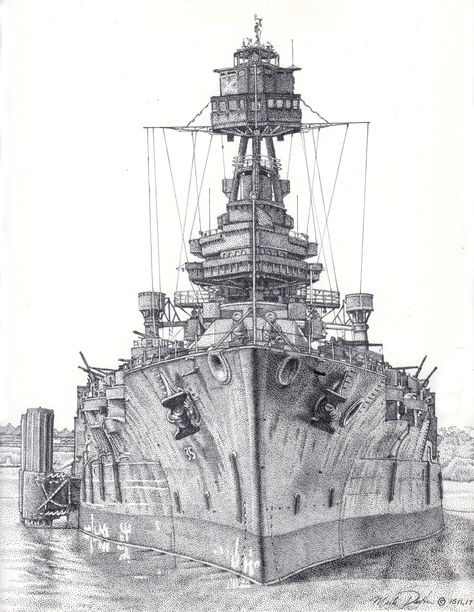 Pen and Ink rendition of the Battleship Texas How To Draw A Battleship, Battleship Drawing, Battleship Art, Uss Texas, American Military History, Navy Art, Boat Drawing, Sea Battle, Arte Steampunk