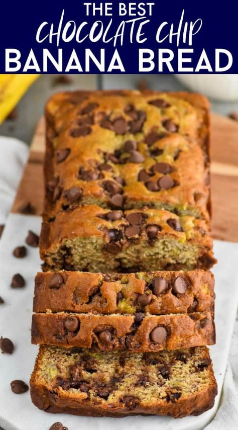 Best Chocolate Chip Banana Bread, Banana Bread Recipe Easy Moist, Chocolate Chip Banana Bread Recipe, Banana Bread Recipe Healthy, Banana Bread Recipe Moist, Chocolate Chip Bread, Moist Banana Bread, Best Chocolate Chip, Easy Banana Bread Recipe