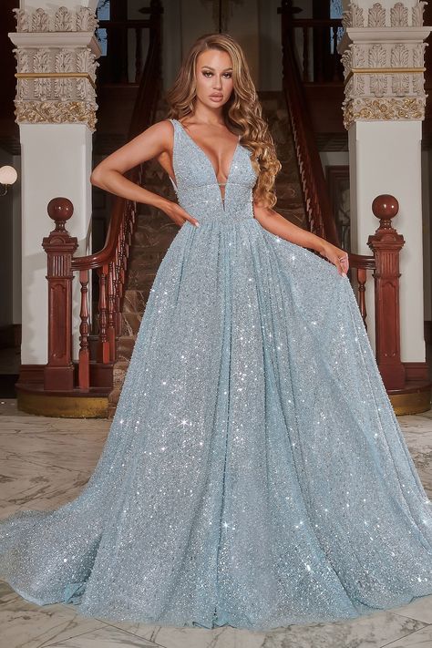 Cinderella Ballgown, Cinderella Blue, Portia And Scarlett, Scarlett Dresses, Ball Gown Skirt, Embellished Gown, Empire Waistline, Inner Goddess, Floor Length Gown