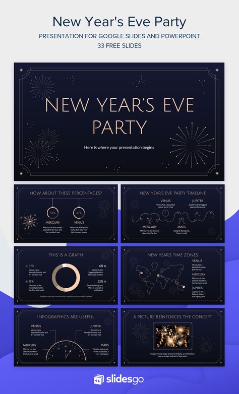 Work on an elegant presentation for the New Year's Eve party and customize our Google Slides theme and PowerPoint template to get excellent results Christmas Party Elegant, Slideshow Design, Party Timeline, Theme Powerpoint, Ppt Template Design, Online Jobs For Teens, Elegant Presentation, Presentation Backgrounds, Google Slides Theme