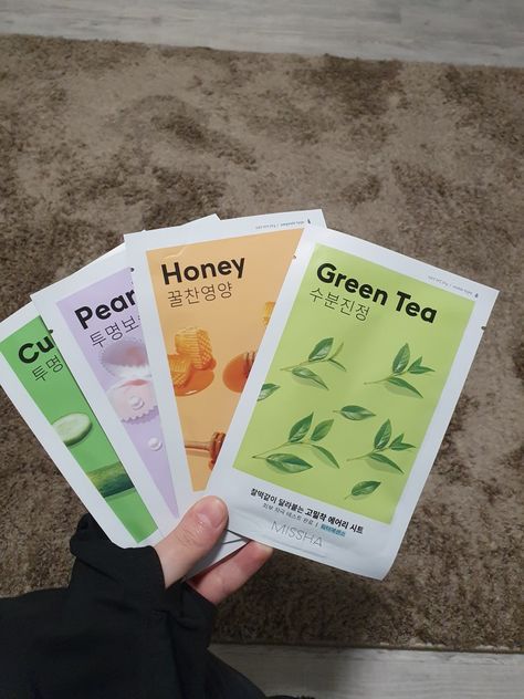 Korean Mask Skincare, Mask Korean, Korean Mask, Green Tea And Honey, Honey Tea, Korean Skincare, Green Tea, Mask, Makeup