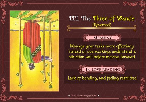 The Three of Wands Tarot | The Astrology Web 3 Of Wands Reversed, 3 Of Wands Tarot Meaning Reversed, 3 Of Wands Tarot Meaning, Three Of Wands Reversed, Three Of Wands Tarot, 3 Of Wands, Tarot Advice, Three Of Wands, Learning Tarot