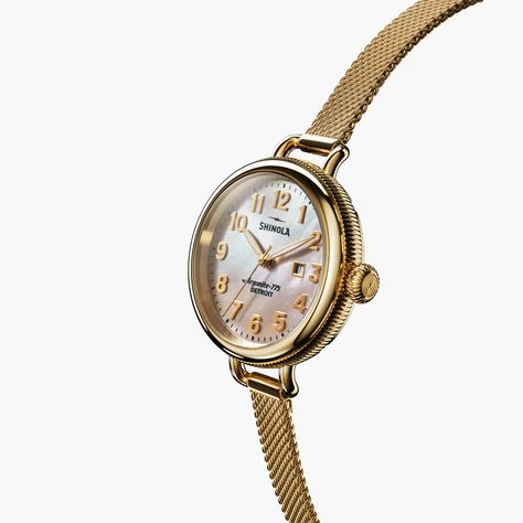 Birdy 34mm|Gold|Mesh Bracelet | Shinola® Detroit Shinola Watch, Shinola Detroit, Ring Plate, Big Watches, Modern Watches, G Shock Watches, Top Rings, Mesh Bracelet, Gold Top