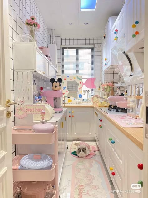 Douyin House, Pastel Aesthetic Room, Cabinet Color Ideas, Kitchen Cabinet Color Ideas, Kitchen Cabinet Color, Danish Pastel Aesthetic, Makeover Kitchen, Pastel Room Decor, Compact Bathroom