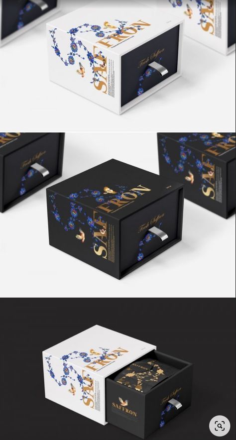 Product Boxes Design, Cosmetic Packaging Box Design, Big Packaging Ideas, Luxury Packaging Design Boxes Creative, Luxury Gift Box Packaging Design, Royal Packaging, Luxury Tea Packaging, Black And White Packaging, Box Design Ideas