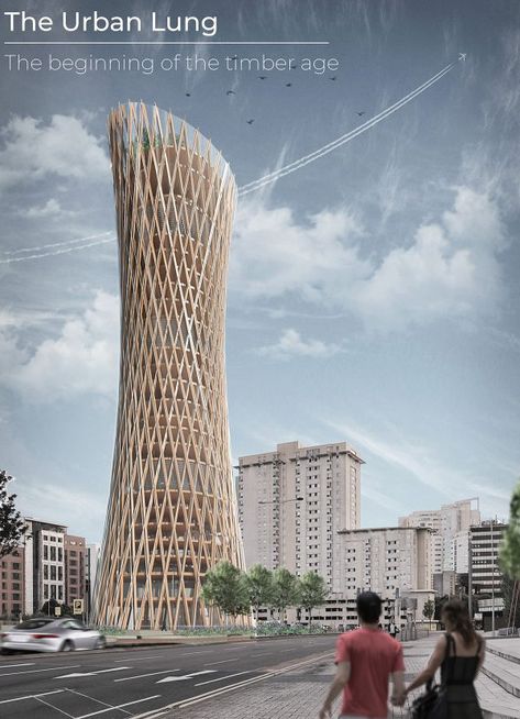 Timber Skyscraper, High Rise Architecture, Timber Architecture, Arch Architecture, Architecture Magazine, Vertical Farming, Architectural Competition, Timber Buildings, Skyscraper Architecture