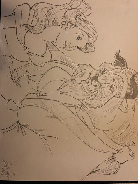 Beauty & the Beast Drawing Beauty And The Beast Drawing Sketches, Drawing Easy Sketch, Beast Drawing, Rapunzel Drawing, Beauty And The Beast Drawing, Disney Drawing, Drawing Things, Draw And Paint, Drawing Easy