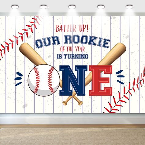 PRICES MAY VARY. 【Rookie of The Year 1st Baby Party Decor】1 piece baseball themed 1st backdrop. The backdrop has a perfect size is 71x47in / 180x120cm. Large enough to decorate your baby’s birthday party. 【Adorable 1st Birthday Party Decoration】This baseball 1st birthday backdrop is made of oxford fabrics with vibrant printing. It’s soft, breathable, durable, and lightweight. 【Eye-catching Baseball Themed Design】On the base of baseball, we chose the classical baseball-themed colors(red, blue, wh 1st Birthday Decoration, Baseball Party Decorations, 1st Birthday Backdrop, First Birthday Party Decor, Baseball Theme Birthday, Baseball First Birthday, Baseball Banner, Baseball Birthday Party, 1st Birthday Party Decorations