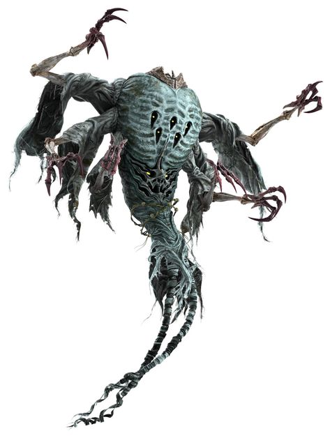 Creepy Monster Concept Art, Final Fantasy Monsters, Ghoul Concept Art, Ghouls Monster, Witcher Monsters, Dark Creatures, Creepy Monster, Creature Artwork, Final Fantasy Vii Remake