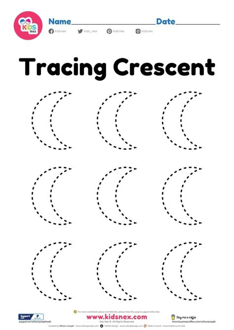 Crescent shape worksheet tracing for preschool | Tracing For Preschool, Shape Worksheet, Numbers Activities, Shape Worksheets For Preschool, Moon Activities, Shapes Worksheet Kindergarten, Tracing Worksheets Free, Shape Activities Preschool, Shape Tracing Worksheets