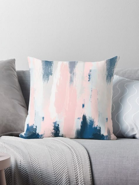 Millions of unique designs by independent artists. Find your thing. Navy And Pink Bedroom, Blue And Pink Bedroom, Navy Blue Cushions, Blue Cushion Covers, Modern Pillow Covers, Navy And Pink, Blue Throws, Abstract Throw Pillow, Modern Pillows