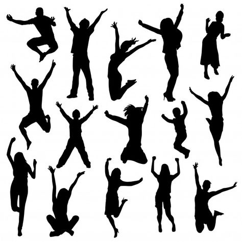 Happy people silhouette clip art Premium Vector Sillouttes Images People, Silouttes Art People, Happy People Drawing, Silhouette Art People, Silhouettes Of People, People Silhouette, Person Silhouette, Acrylic Paint Mediums, Male Dancers