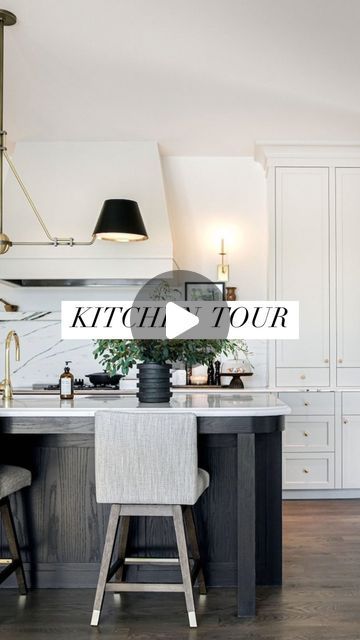 Melissa Manzardo Hryszko on Instagram: "Explore the elegance of this stunning kitchen from one of our recent custom homes. The honed marble countertops & splash add a touch of sophistication, perfectly complemented by the black-stained island. The finished on-site white oak flooring adds warmth and continuity to the space. The custom cabinetry provides ample storage and enhances the kitchen’s refined aesthetic. The curved front of the island is a unique design element that adds a graceful touch to the overall look and plays off of the arches throughout the home. The beautiful blend of modern and classic design elements creates a functional and glamorous space. What do you think of this timeless kitchen?  #kitchen #kitchendesign #dreamkitchen #dreamhome #housegoals #instahome" Rounded Island Countertop, Honed Marble Countertops, Stained Island, Kitchen Color Combos, Cream Colored Cabinets, Modern Country Kitchens, White Oak Flooring, Wood Kitchen Island, Timeless Kitchen