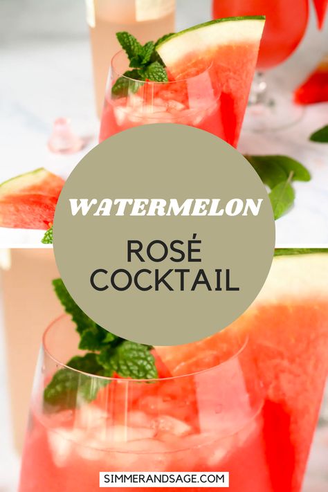 Crisp and refreshing, this summer cocktail is made with fresh watermelon and mint along with Rosé wine Rosé Cocktail, Watermelon And Mint, Watermelon Wine, Watermelon Wedge, Blush Wine, Rosé Wine, Rose Cocktail, Refreshing Summer Cocktails, Fresh Watermelon