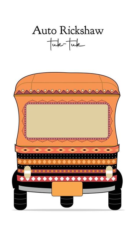 auto rickshaw in Indian art style. vector illustration of three-wheeled vehicle. Indian Auto Rickshaw representing colorful India Rickshaw Illustration, Indian Auto Rickshaw, Rickshaw Art, Event Ideas Creative, Auto Rickshaw, Indian Designs, India Country, Vector Banner, India India