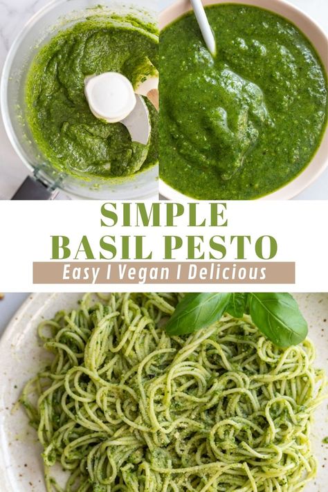 Vegan Pesto Sauce- this vegan pesto is SO EASY to throw together and perfect for summer meals that everyone will LOVE! Easy Vegan Pesto, Vegan Basil Pesto, Vegan Pesto Sauce, Vegan Pesto Recipe, Dairy Free Pesto, Pesto Vegan, Vegan Guide, Vegan Pesto, Pasta Pizza