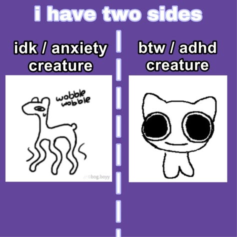 Idk Creature, Neurodivergent Creatures, Btw Creature, Looks At You With My Neurodivergent Eyes, Autisum Creature, Happy Stimming Meme, Meme Cats Doodle, Goofy Drawing, Neurodivergent Memes Humor