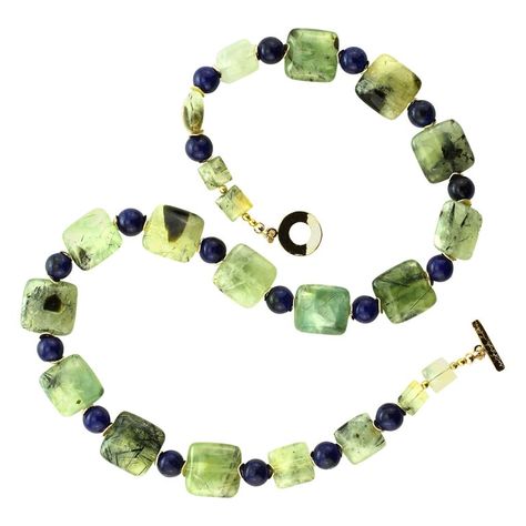 Glowing Green Prehnite with Blue Agate Necklace | From a unique collection of vintage Beaded Necklaces at https://www.1stdibs.com/jewelry/necklaces/beaded-necklaces/. Necklaces Beaded, Vintage Beads Necklace, Earrings Inspiration, Elegant Necklace, Agate Necklace, Blue Agate, Elegant Necklaces, Beaded Necklaces, Agate