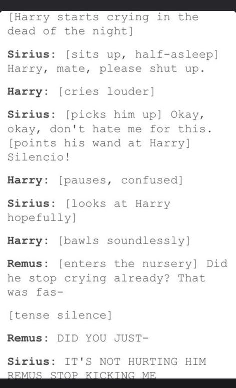 If Remus and Sirius raised Harry. Citate Harry Potter, Remus And Sirius, Harry Potter Memes Hilarious, Harry Potter Feels, Harry Potter Puns, Harry Potter Comics, Film Anime, Harry Potter Ships, Harry Potter Headcannons