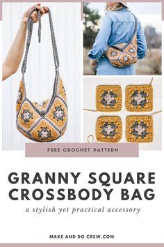 Mochila Crochet, Crochet Purse Pattern Free, Granny Square Crochet Patterns Free, Crochet Backpack, Womens Crochet Patterns, Granny Square Bag, Crochet Handbag, Cozy Crochet, Crochet Granny Square