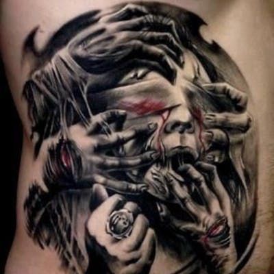 Zombie Tattoos, Evil Tattoos, Demon Tattoo, Sick Tattoo, Scary Tattoos, Cool Chest Tattoos, Fantasy Tattoos, Chest Tattoos, Creepy Tattoos