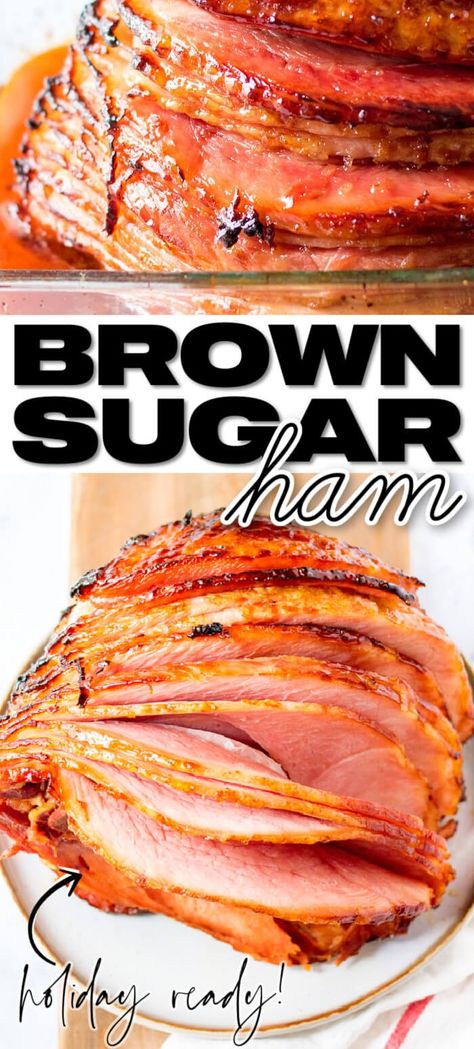 BROWN SUGAR GLAZED HAM RECIPE Bourbon Ham Crockpot, Arizona Recipes, Brown Sugar Ham Glaze, Bourbon Ham, Ham With Brown Sugar Glaze, Sugar Ham Glaze, Baked Spiral Ham, Brown Sugar Glazed Ham, Cooking Spiral Ham