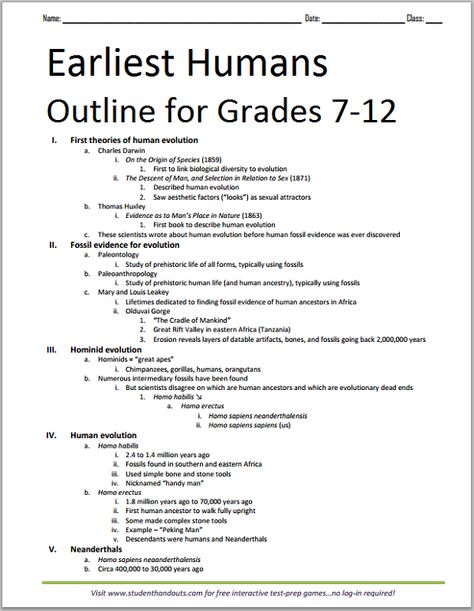 "The Earliest Humans: Human Evolution, Early Migrations, and Archaeogenetics" Printable Outline for Grades 7-12 Metric System Conversion, Printable Outline, Parts Of A Book, Origin Of Species, Energy Transformations, Nouns Worksheet, Rift Valley, Early Humans, Human Evolution