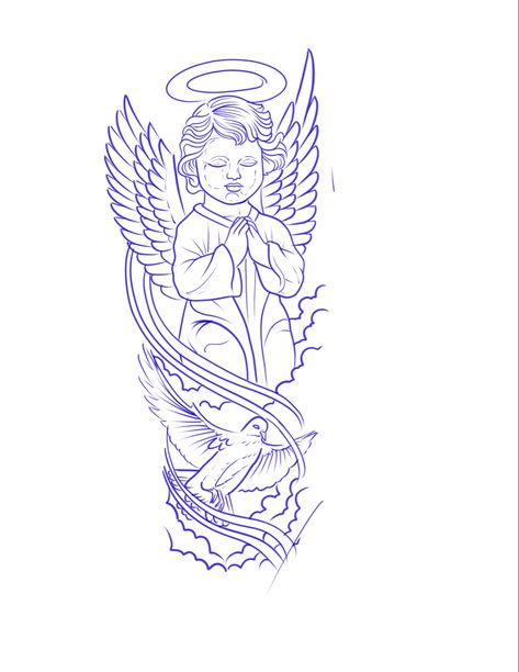 Arm Angel Tattoo, Forearm Tattoo Men Sleeve Stencil, Rip Tattoos For Men, Angel Tattoo Stencil, Angel Tattoo Stencils, Tattoo Outline Drawing Stencil Ideas, Tattoo Outline Drawing Stencil, Arm Tattoos For Guys Forearm, Half Sleeve Tattoo Stencils