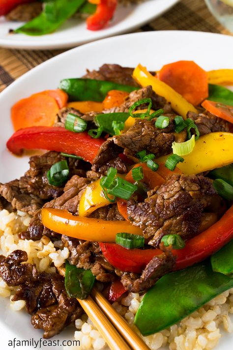 Beef Teriyaki and Vegetables - A Family Feast #SimpleStart Beef Teriyaki, Pea Shoots, Healty Dinner, Cooking Meals, Asian Dinners, Snow Peas, Family Feast, Healthy Bites, Think Food