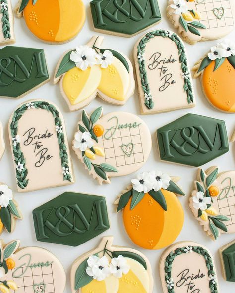 ANH PHAN - DENVER, CO on Instagram: “Citrus Bridal Shower! 🍊🍋” Citrus Bridal Brunch, Citrus Theme Cookies, Main Squeeze Bridal Shower Cookies, Citrus Cookies Decorated, Main Squeeze Citrus Bridal Shower Theme, Citrus Bridal Shower Cookies, She Found Her Main Squeeze Cookies, Main Squeeze Bridal Shower Theme Orange, Citrus Themed Bridal Shower Ideas