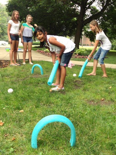 You think croquet's tricky with a mallet? Try it with a pool noodle. Playground Preschool, Rms Carpathia, Croquet Party, Help Is On The Way, Lizzie Borden, Pta Ideas, Playground Ideas, Beard Kit, Perfect Beard