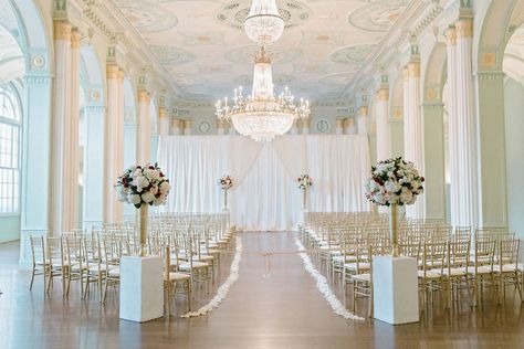 Ballroom Ceremony Decor, Biltmore Ballrooms Atlanta, Biltmore Ballrooms Atlanta Wedding, Ballroom Ceremony, Bridgerton Wedding, Liverpool Town, Atlanta Wedding Venues, Intimate Wedding Reception, Grand Wedding