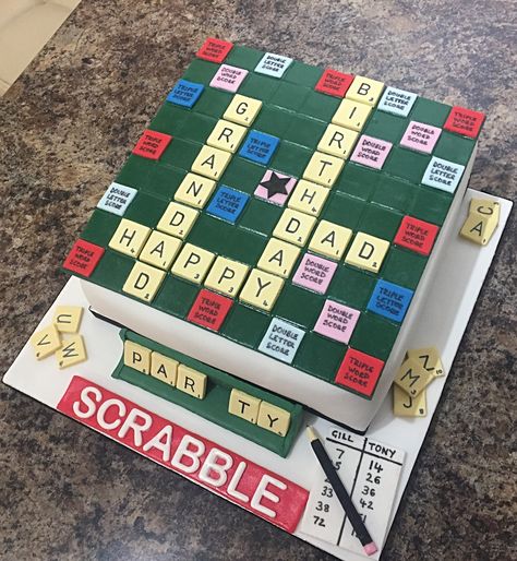 Scrabble Birthday cake Scrabble Birthday Cake, Scrabble Cake Ideas, 80th Birthday Cake Grandpa, Scrabble Cake, Carved Cakes, 80 Birthday, 90th Birthday Cakes, 80 Birthday Cake, Realistic Cakes