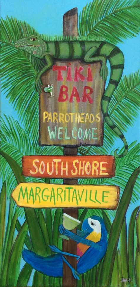 Bar Drawing, Jimmy Buffett, Amazing Paintings, South Shore, Chalkboard Art, Summer Diy, Tiki Bar, Painting Projects, Painting & Drawing