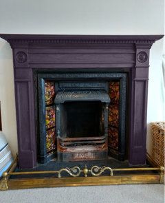 Painted Wooden Fireplace, Mahogany Fireplace Living Room, Mahogany Fireplace, 1930s Fireplace, Fireplace Paint, Wooden Fireplace, 1930s House, Many Thanks, Dark Shades