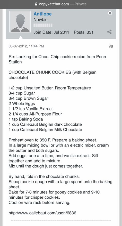 Penn Station Cookie Recipe, Cookie Chocolate Chip, Penn Station, Chocolate Chip Cookie Recipe, Diet Ideas, Chip Cookie Recipe, Chocolate Chunk Cookies, Belgian Chocolate, Whole Eggs